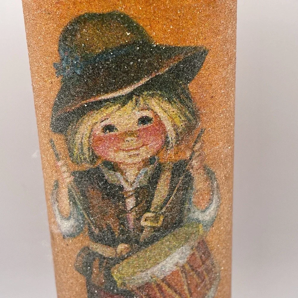 Vintage Tallboy Sugared Frosted Cylinder Candle‎ Christmas Drummer Boy
